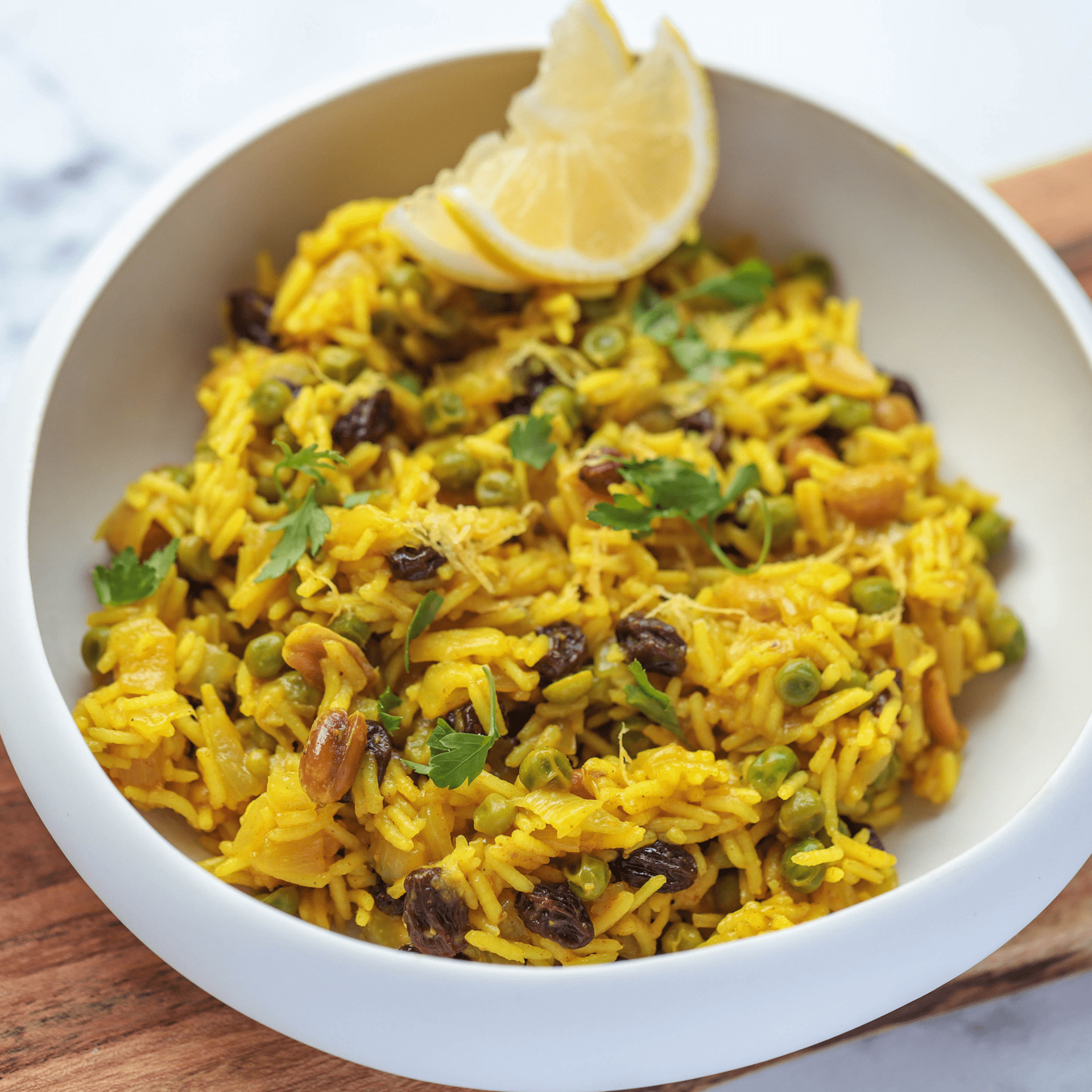 Pea Pulao with Lemon - Easy Vegan Meal Plan