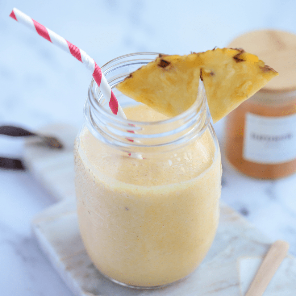 Pineapple Coconut Protein Smoothie - Easy Vegan Meal Plan